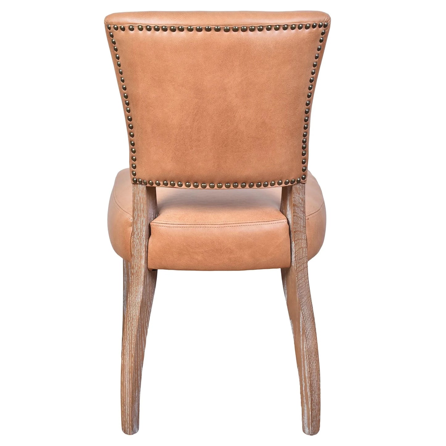 MORANG CARAMEL LEATHER  DINING CHAIR WITH WHITE WASH LEGS - MyChocolateWood