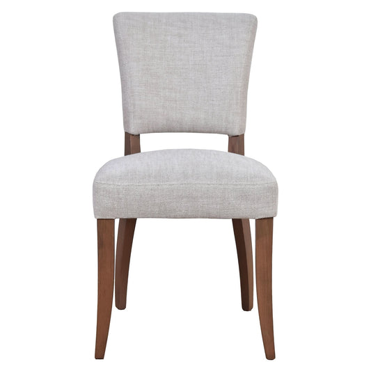 MORANG DOVE GREY LINEN CHAIR WITH MARON LEGS - MyChocolateWood