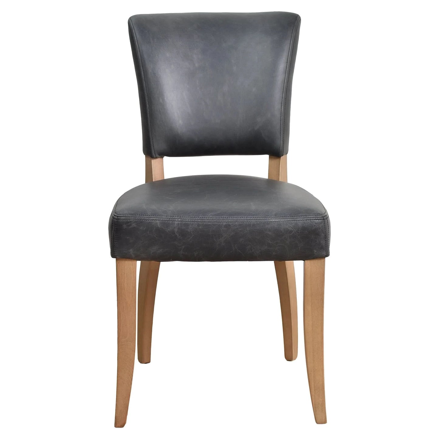 MORANG ESPRESSO TOP GRAIN DISTRESSED COWHIDE LEATHER DINING CHAIR BRIAR SMOKE LEGS - MyChocolateWood