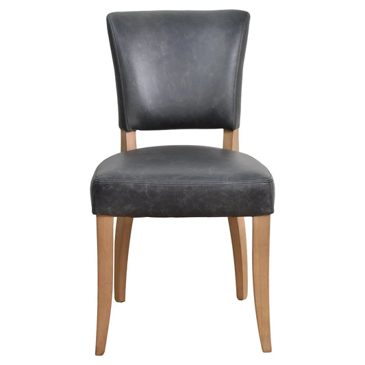 MORANG ESPRESSO TOP GRAIN DISTRESSED COWHIDE LEATHER DINING CHAIR BRIAR SMOKE LEGS - MyChocolateWood
