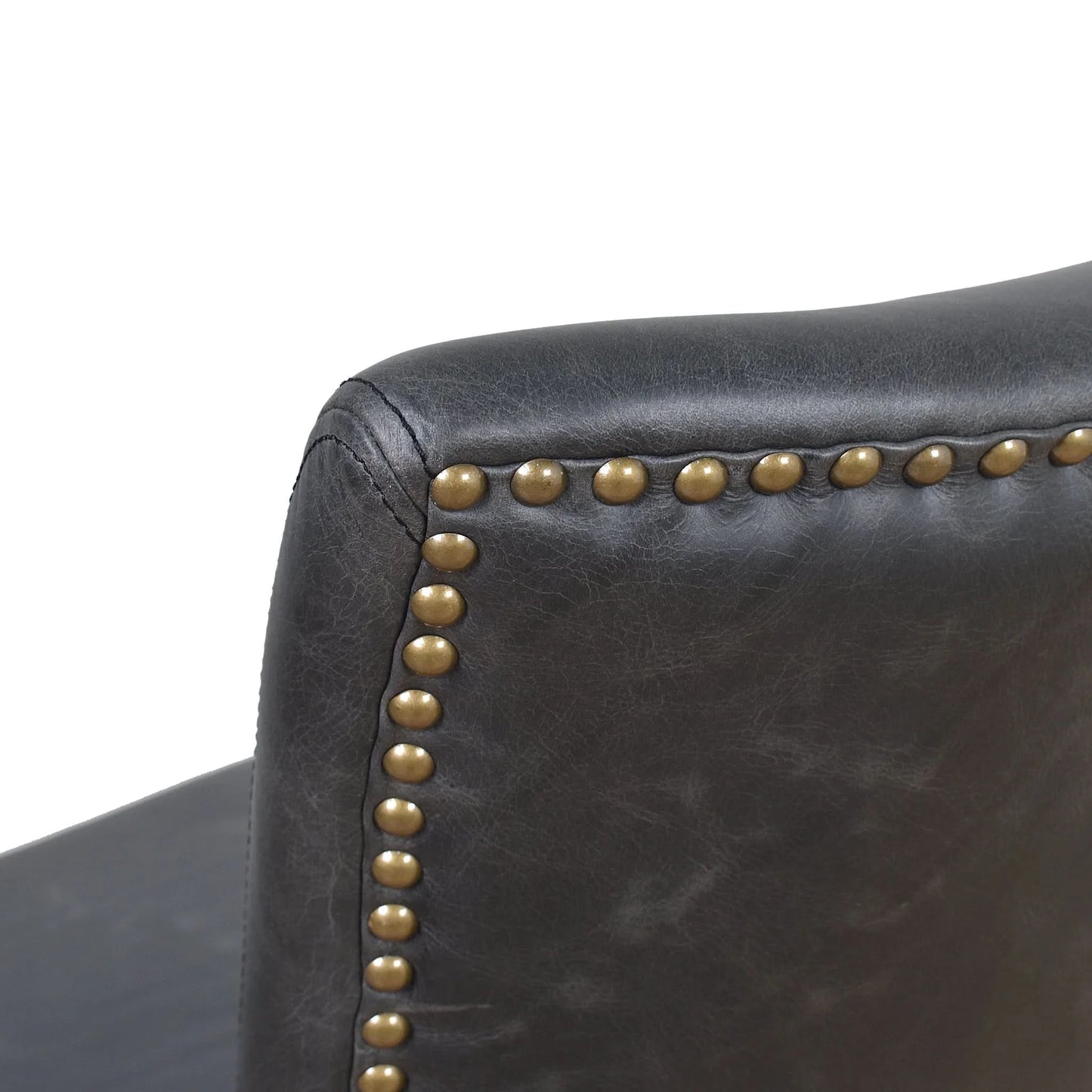 MORANG ESPRESSO TOP GRAIN DISTRESSED COWHIDE LEATHER DINING CHAIR BRIAR SMOKE LEGS - MyChocolateWood