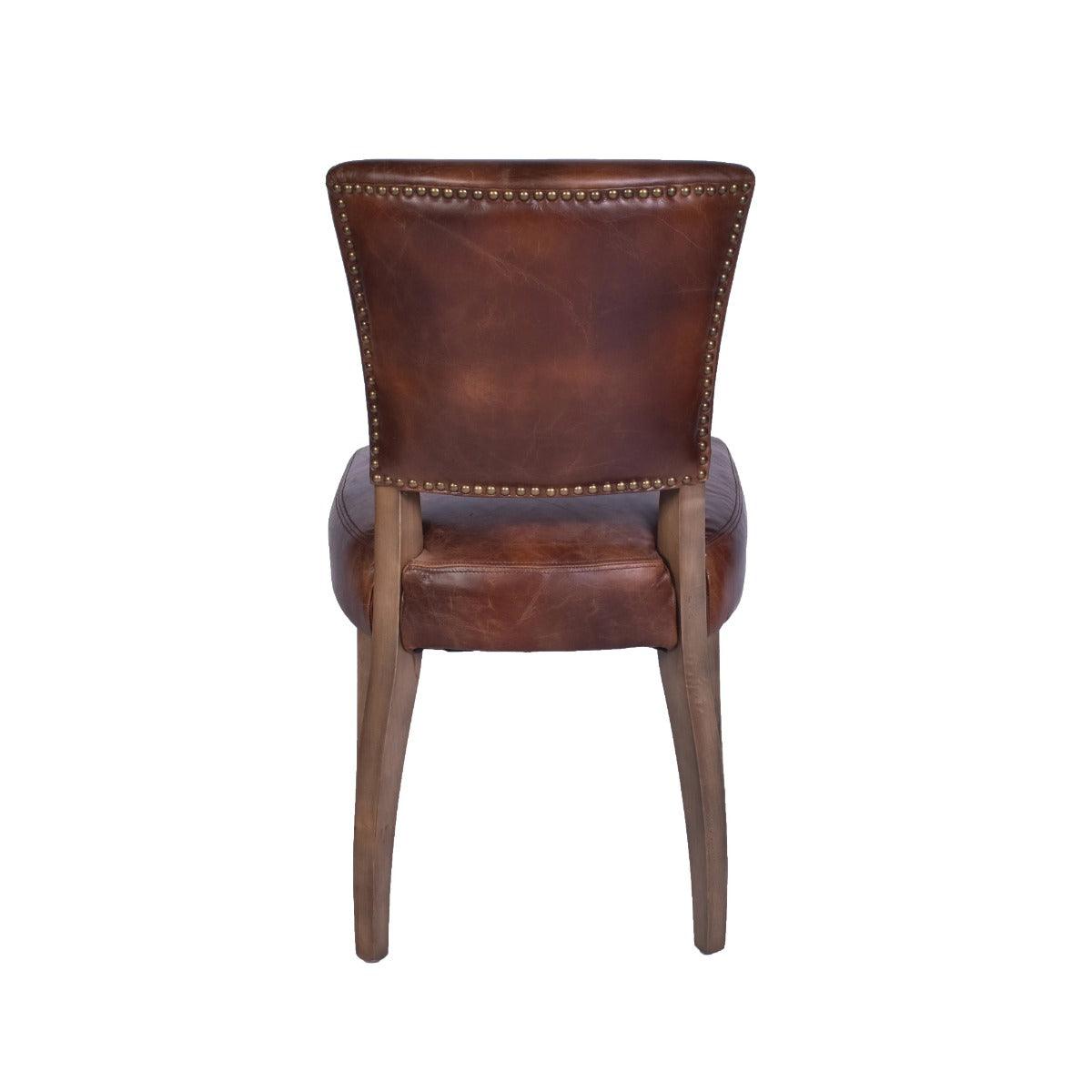 MORANG WAXED TOP GRAIN COWHIDE LEATHER DINING CHAIR BROWN W/ BRIAR SMOKE LEGS - MyChocolateWood