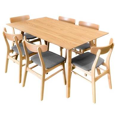MORELL MDF/OAK VENEER RECTANGULAR 7 PIECE DINING SET 150CM
