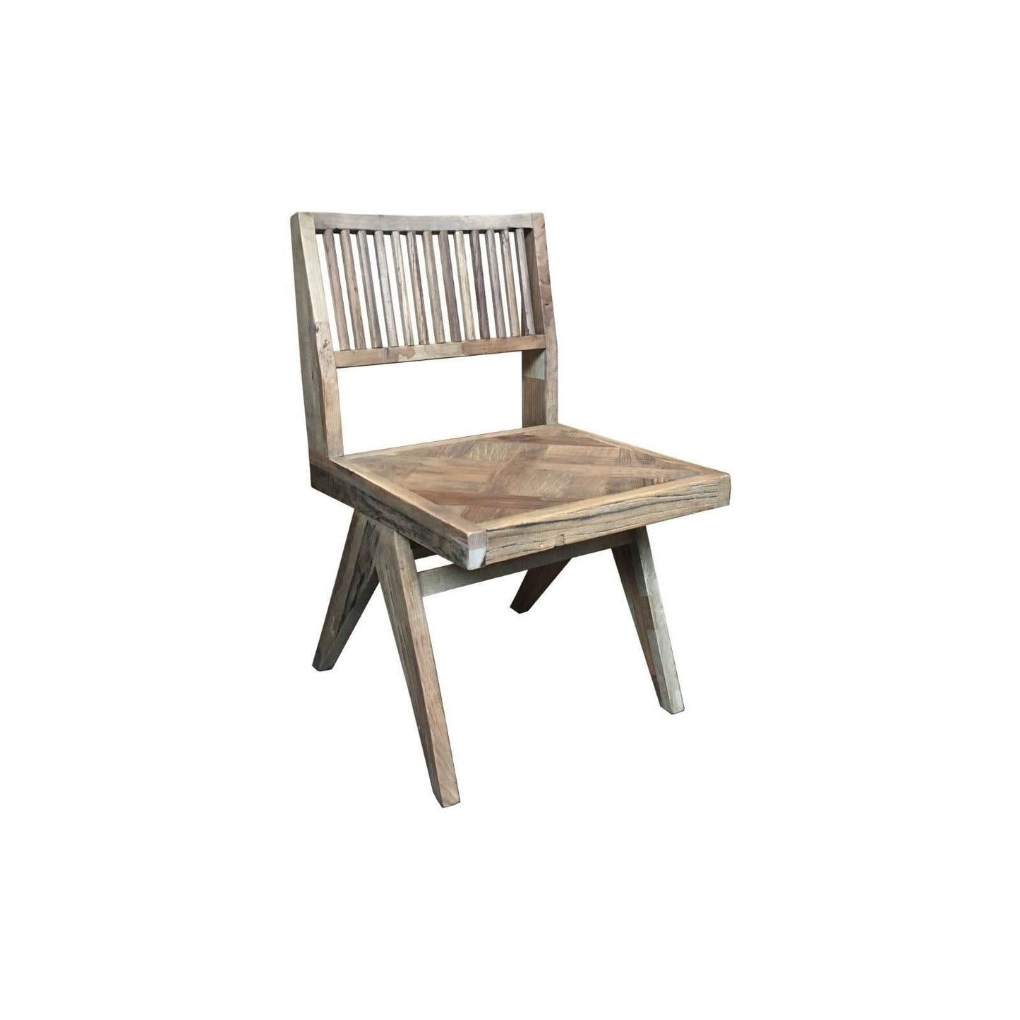 MORO RECLAIMED ELM DINING CHAIR PARQUETRY PATTERNED SEAT - MyChocolateWood