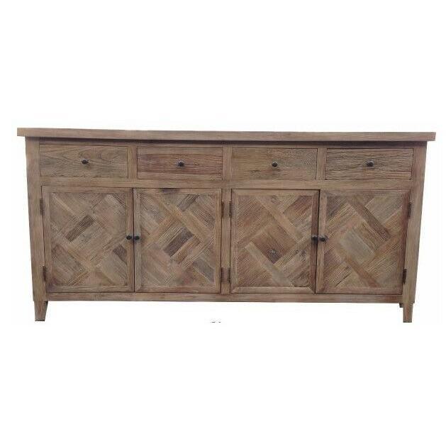 MORO RECYCLED ELM BUFFET/SIDEBOARD 4 DRAWER 4 DOOR PARQUETRY PATTERN 180 CM - MyChocolateWood