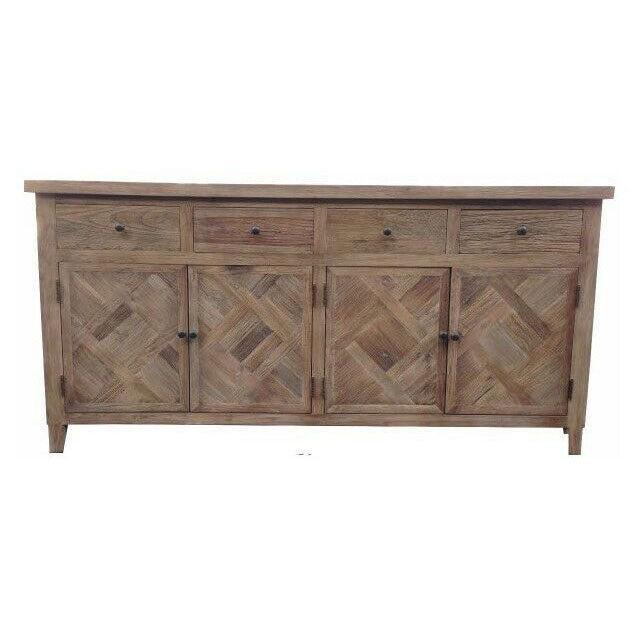 MORO RECYCLED ELM RUSTIC BUFFET/SIDEBOARD 3 DRAWER/3 DOOR PARQUETRY PATTERN 180 CMS - MyChocolateWood