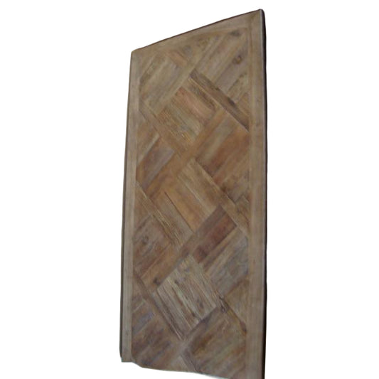 MORO RECYCLED ELM RUSTIC DINING TABLE PARQUETRY TOP 150CM - MyChocolateWood