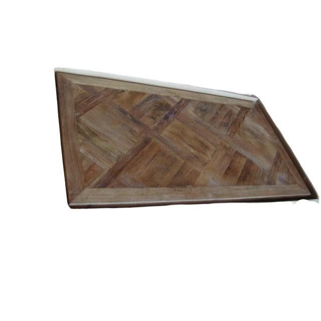 MORO RECYCLED ELM RUSTIC DINING TABLE PARQUETRY TOP 150CM - MyChocolateWood