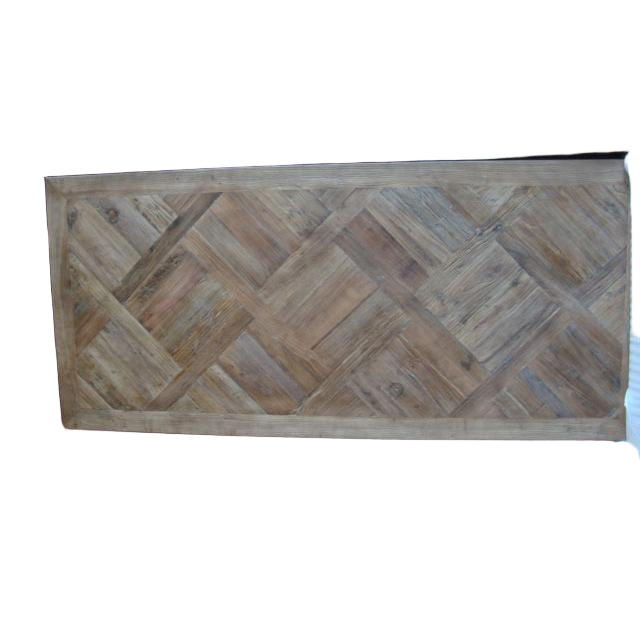 MORO RECYCLED ELM RUSTIC DINING TABLE PARQUETRY TOP 150CM - MyChocolateWood