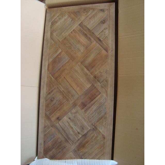 MORO RECYCLED ELM RUSTIC DINING TABLE PARQUETRY TOP 150CM