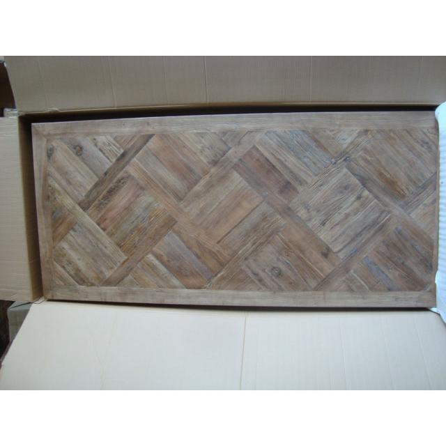 MORO RECYCLED ELM RUSTIC DINING TABLE PARQUETRY TOP 200CM - MyChocolateWood