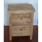 MORO RUSTIC RECYCLED ELM 2 DRAWER BEDSIDE TABLE PARQUETRY TOP 50CM - MyChocolateWood