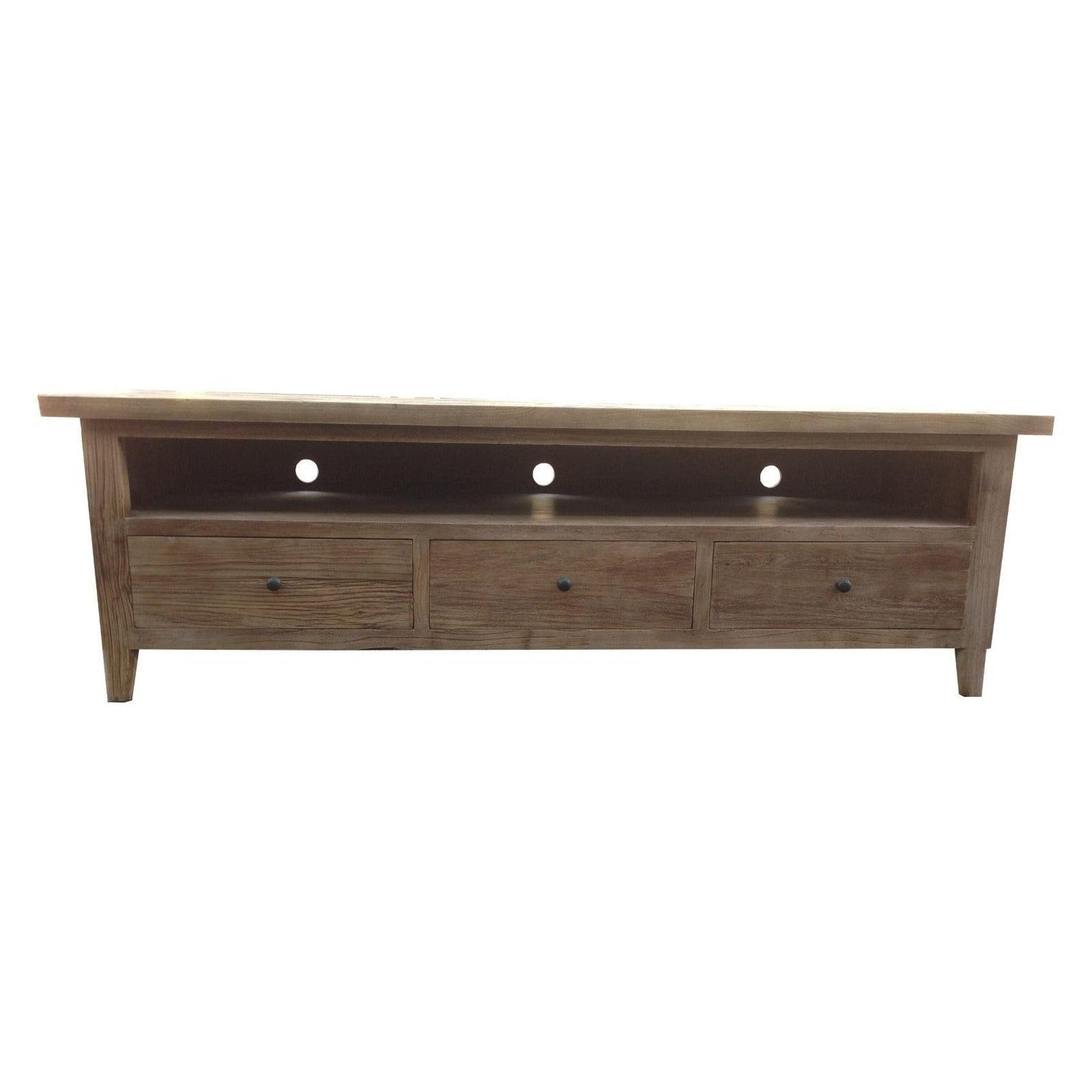MORO RUSTIC RECYCLED ELM TV UNIT ETU 3 DRAWERS PARQUETRY TOP 180CM - MyChocolateWood