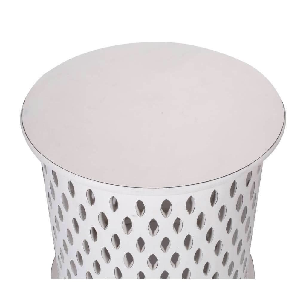 MOSAIC ROUND SIDE TABLE 50X50X50CM-WHITE - MyChocolateWood