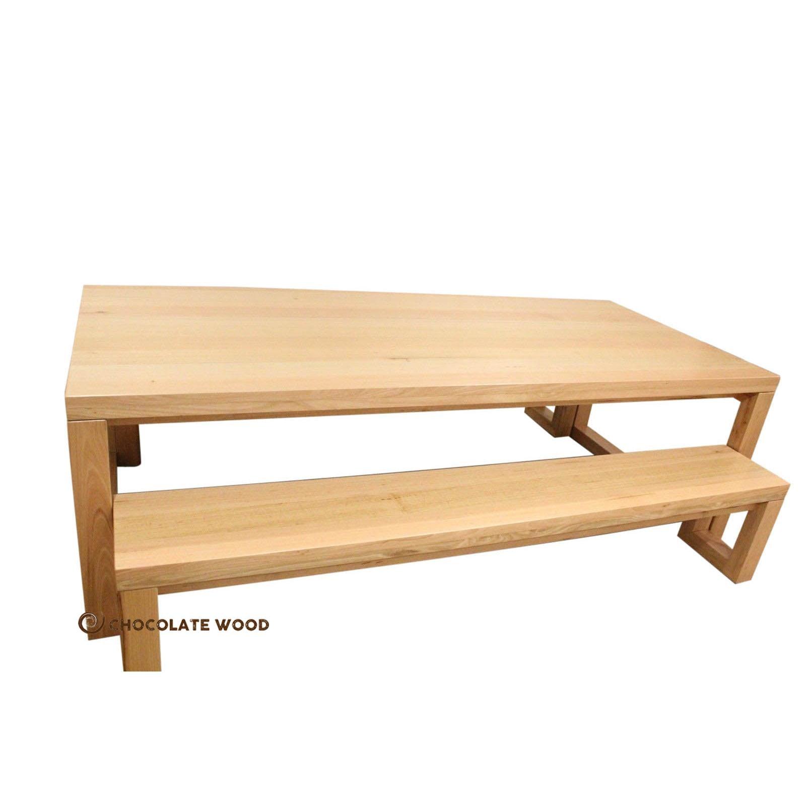 MOSMAN TASSIE OAK DINING TABLE + 2 BENCHES - AUSTRALIAN CUSTOM MADE - MyChocolateWood