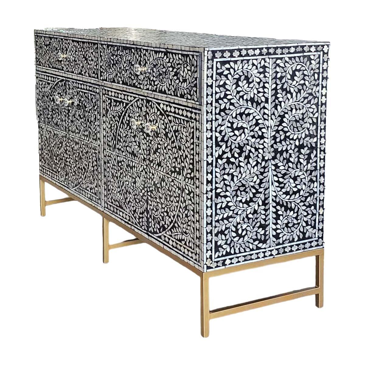 MOTHER OF PEARL ENCHANTING VINE 2 DRAWER 4 DOOR BUFFET/SIDEBOARD - MyChocolateWood