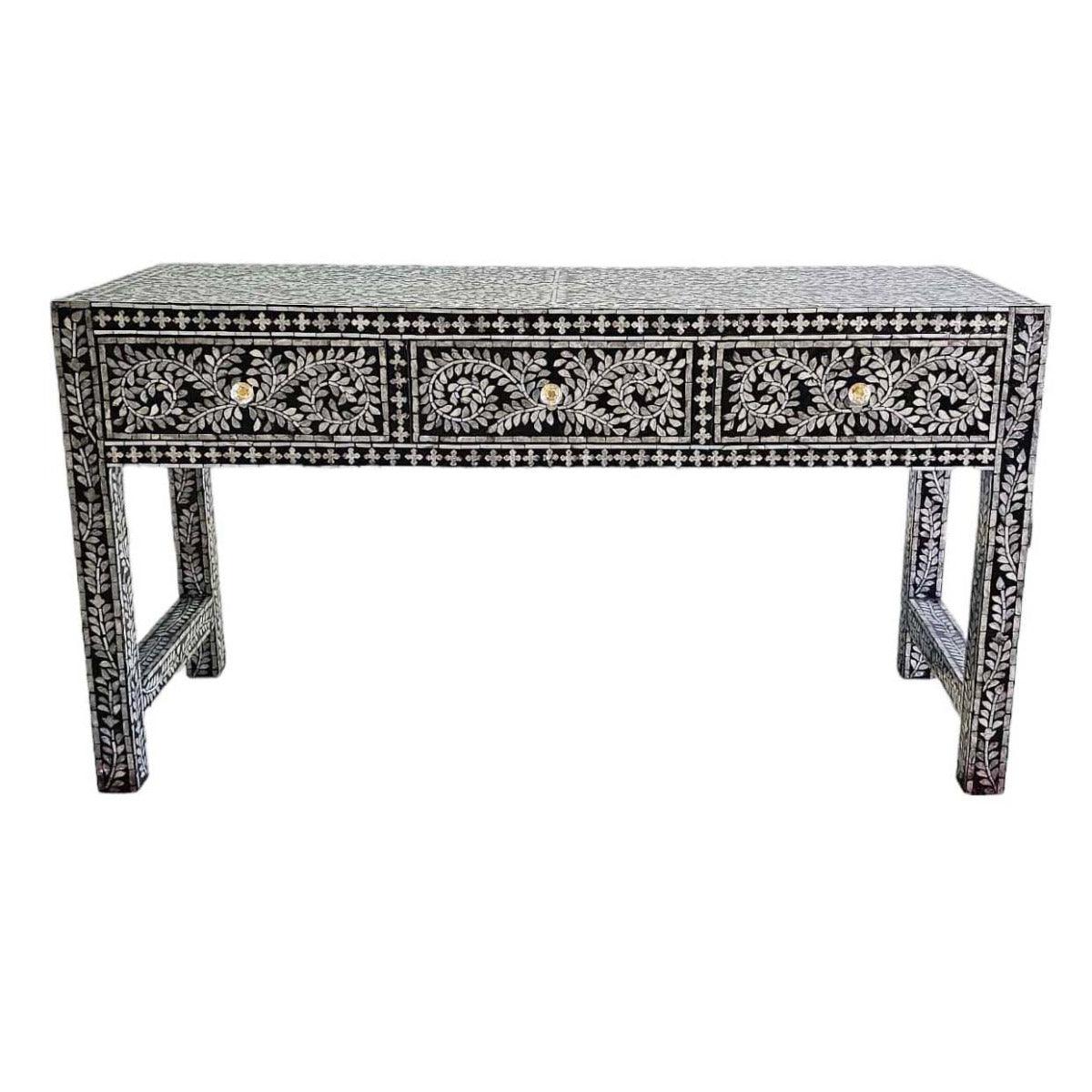 MOTHER OF PEARL ENCHANTING VINE 3 DRAWERS CONSOLE TABLE - MyChocolateWood