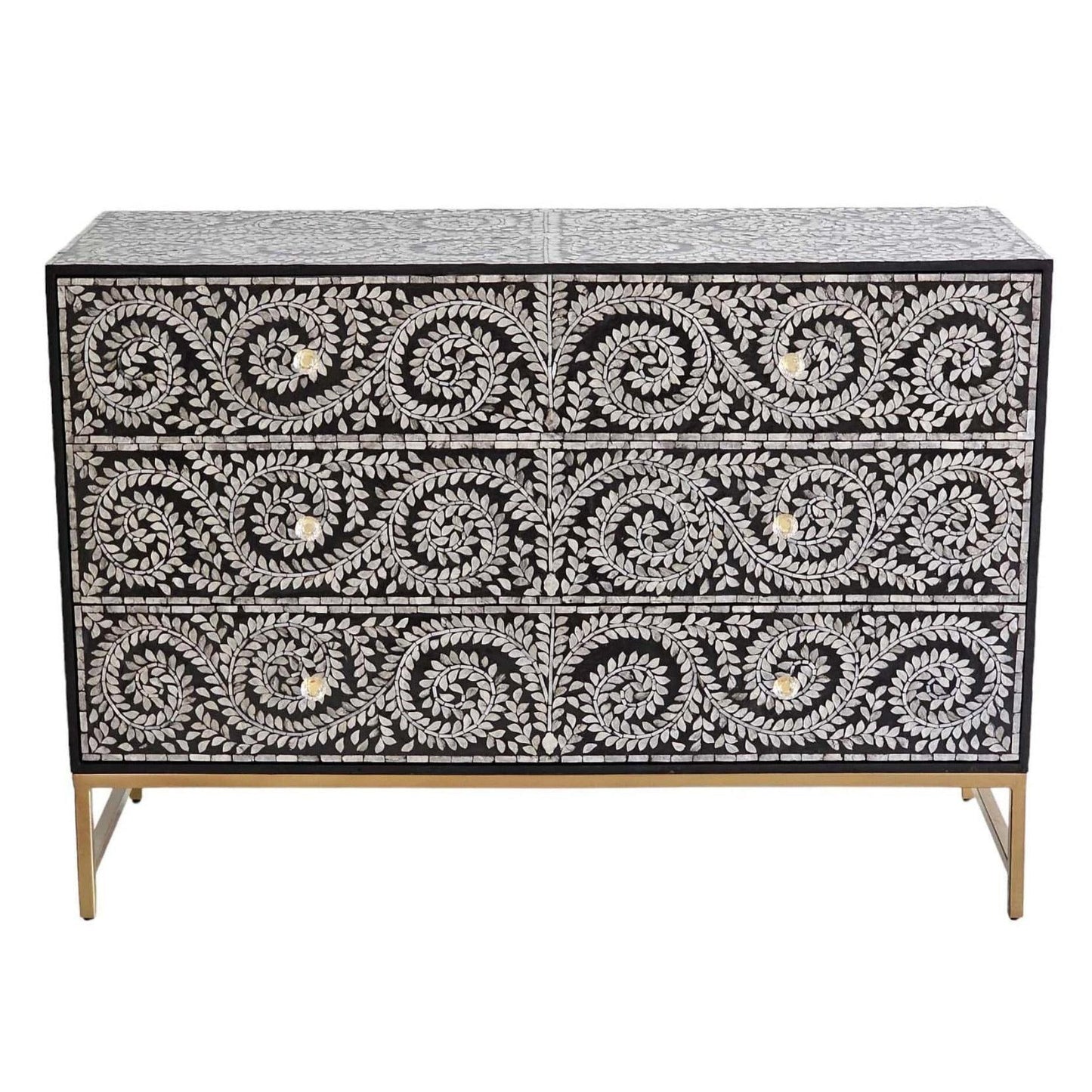 MOTHER OF PEARL ENCHANTING VINE 6 DRAWERS DRESSER - MyChocolateWood