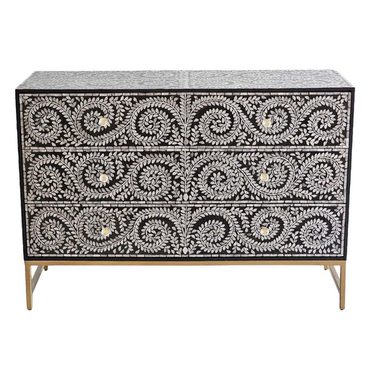 MOTHER OF PEARL ENCHANTING VINE 6 DRAWERS DRESSER - MyChocolateWood