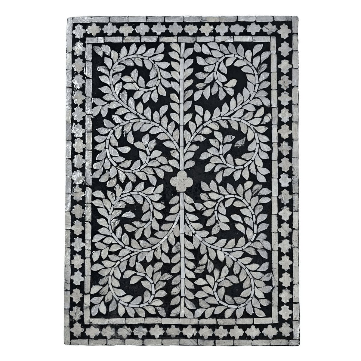 MOTHER OF PEARL NOIR 2 DRAWERS BEDSIDE TABLE - MyChocolateWood