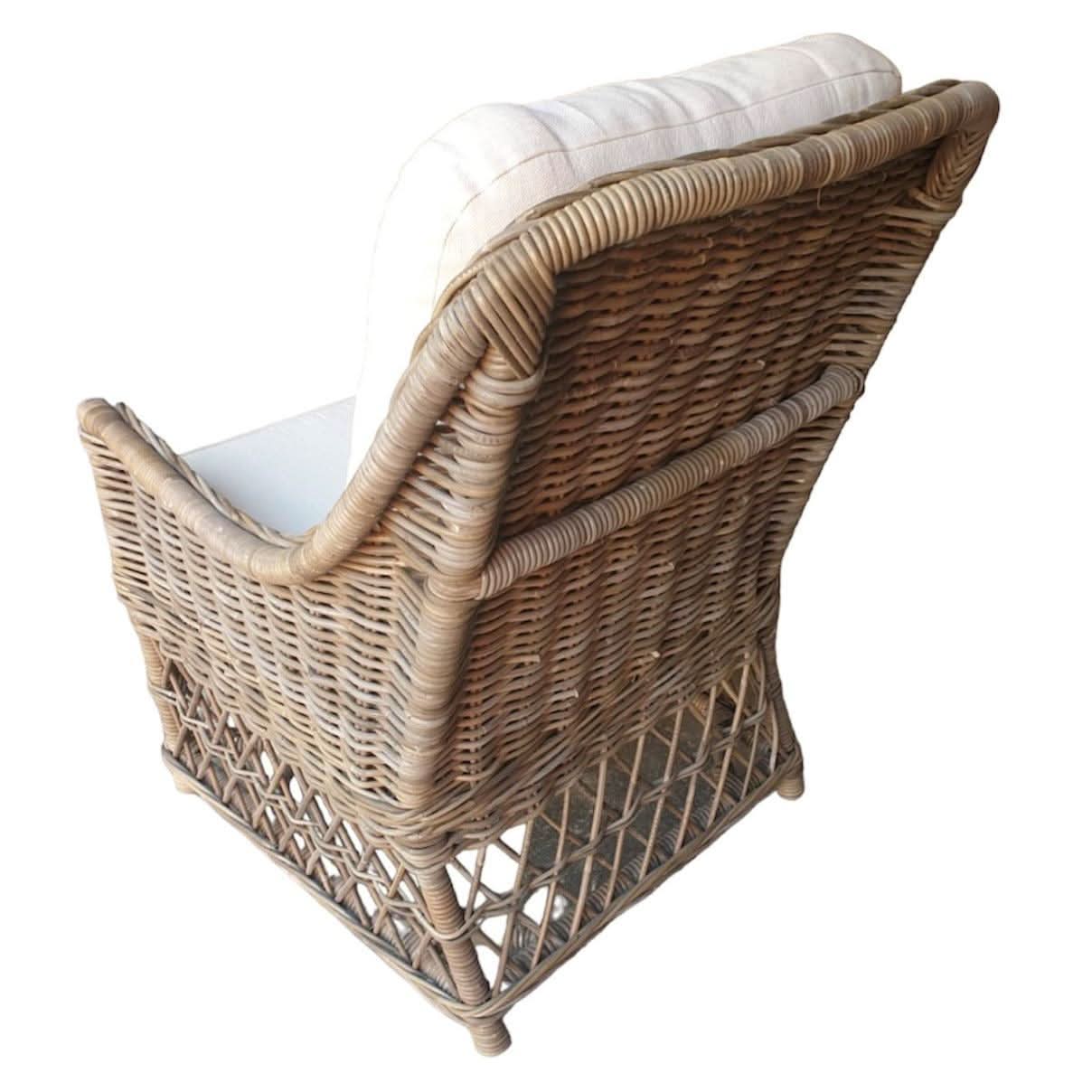 MULAN KUBU GREY RATTAN LOUNGE CHAIR ACCENT CHAIR/ ARMCHAIR W/CUSHION - MyChocolateWood