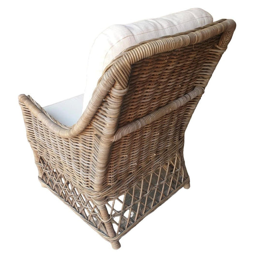 MULAN KUBU GREY RATTAN LOUNGE CHAIR ACCENT CHAIR/ ARMCHAIR W/CUSHION - MyChocolateWood