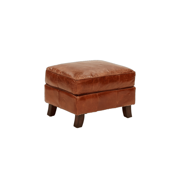 MULAN TOP GRAIN COWHIDE LEATHER OTTOMAN IN ORIGINAL AGED LEATHER - MyChocolateWood