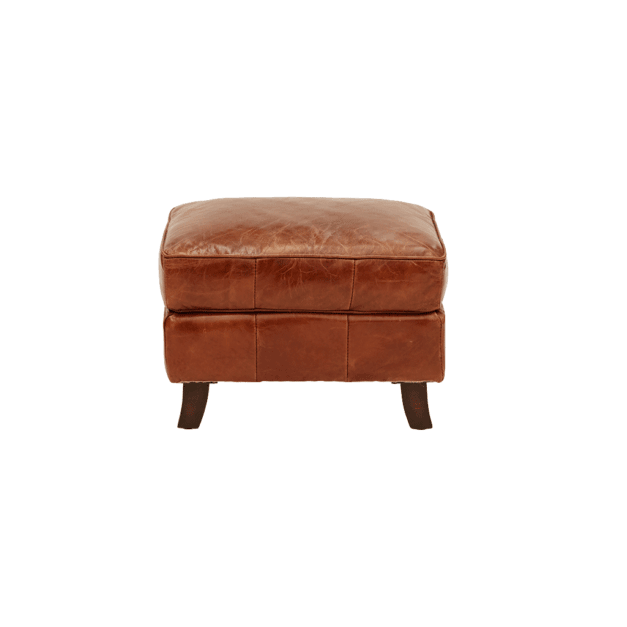 MULAN TOP GRAIN COWHIDE LEATHER OTTOMAN IN ORIGINAL AGED LEATHER - MyChocolateWood