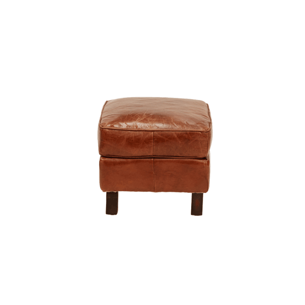 MULAN TOP GRAIN COWHIDE LEATHER OTTOMAN IN ORIGINAL AGED LEATHER - MyChocolateWood
