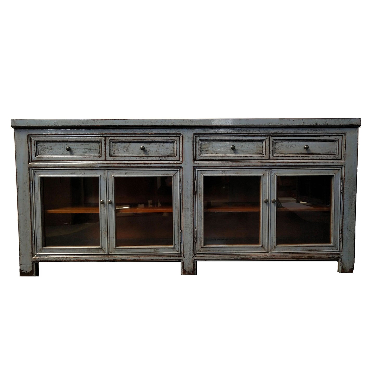 NANCHANG HSG014 CHINESE ANTIQUE RECYCLED  PINE TIMBER BUFFET/SIDEBOARD 4 DOORS 4 DRAWERS GREY - MyChocolateWood