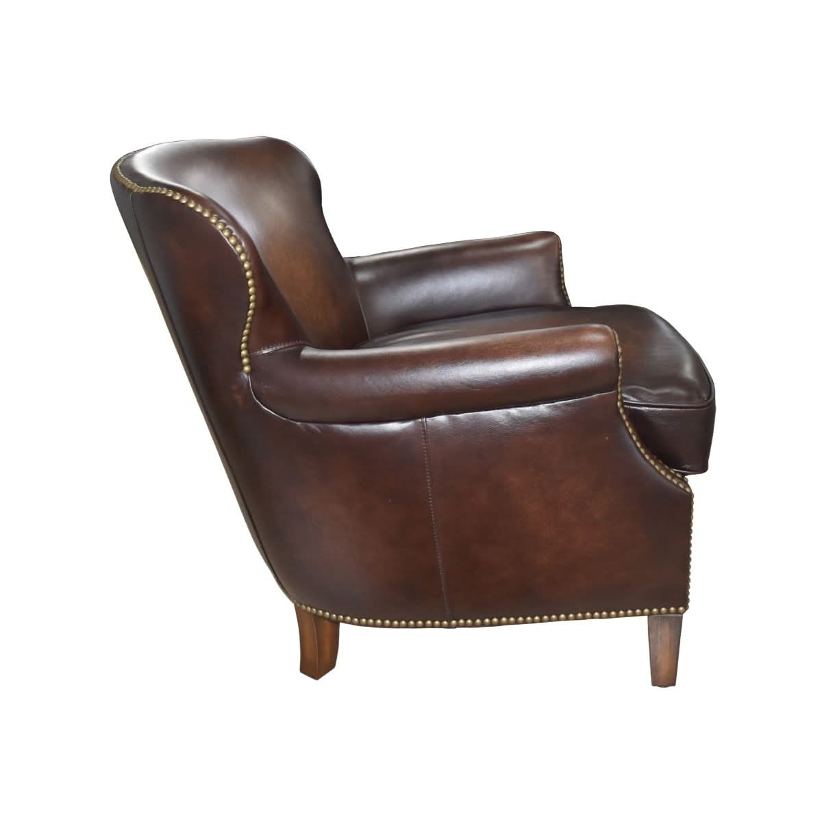 NAPIER GENUINE TOP GRAIN LEATHER ARMCHAIR EASY CHAIR LOUNGE CHAIR FONTANA COLOUR - MyChocolateWood