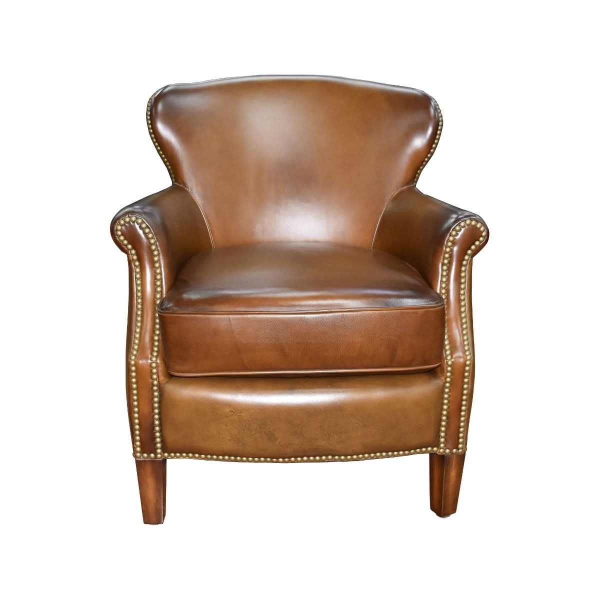 NAPIER GENUINE TOP GRAIN LEATHER ARMCHAIR EASY CHAIR LOUNGE CHAIR LATTE COLOUR - MyChocolateWood