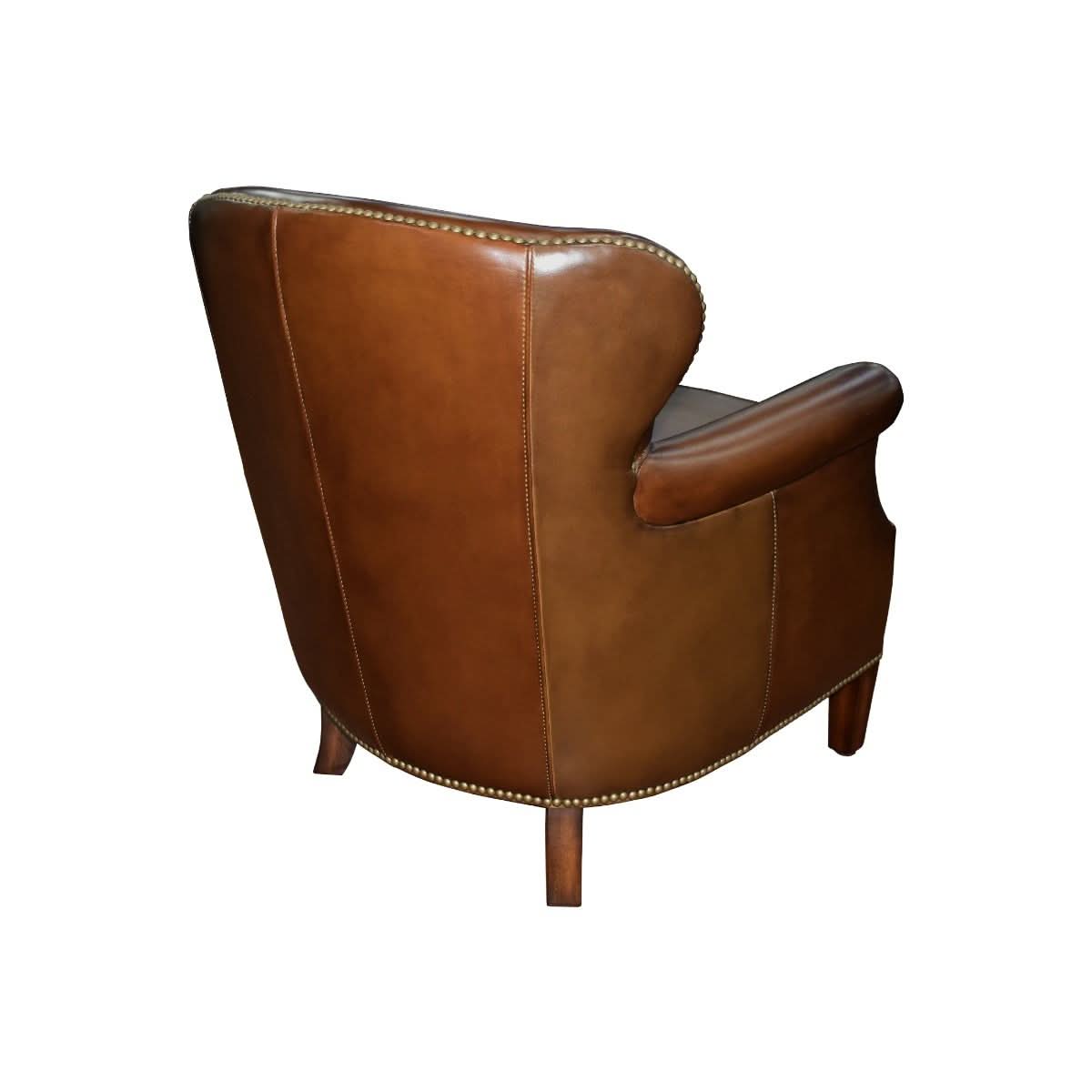 NAPIER GENUINE TOP GRAIN LEATHER ARMCHAIR EASY CHAIR LOUNGE CHAIR LATTE COLOUR - MyChocolateWood