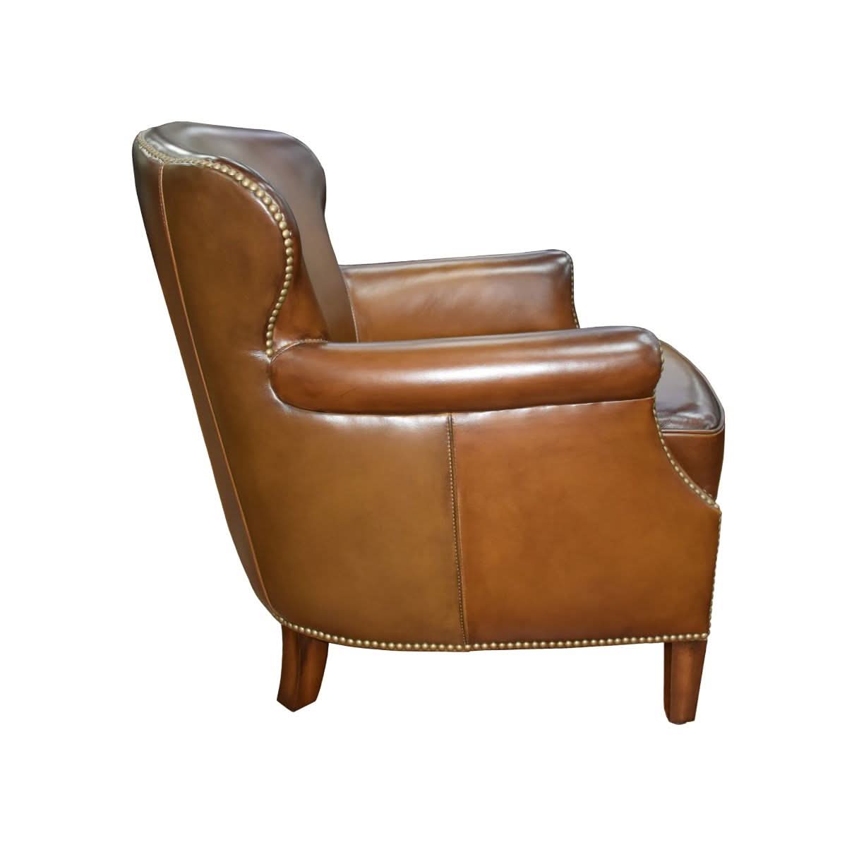 NAPIER GENUINE TOP GRAIN LEATHER ARMCHAIR EASY CHAIR LOUNGE CHAIR LATTE COLOUR - MyChocolateWood