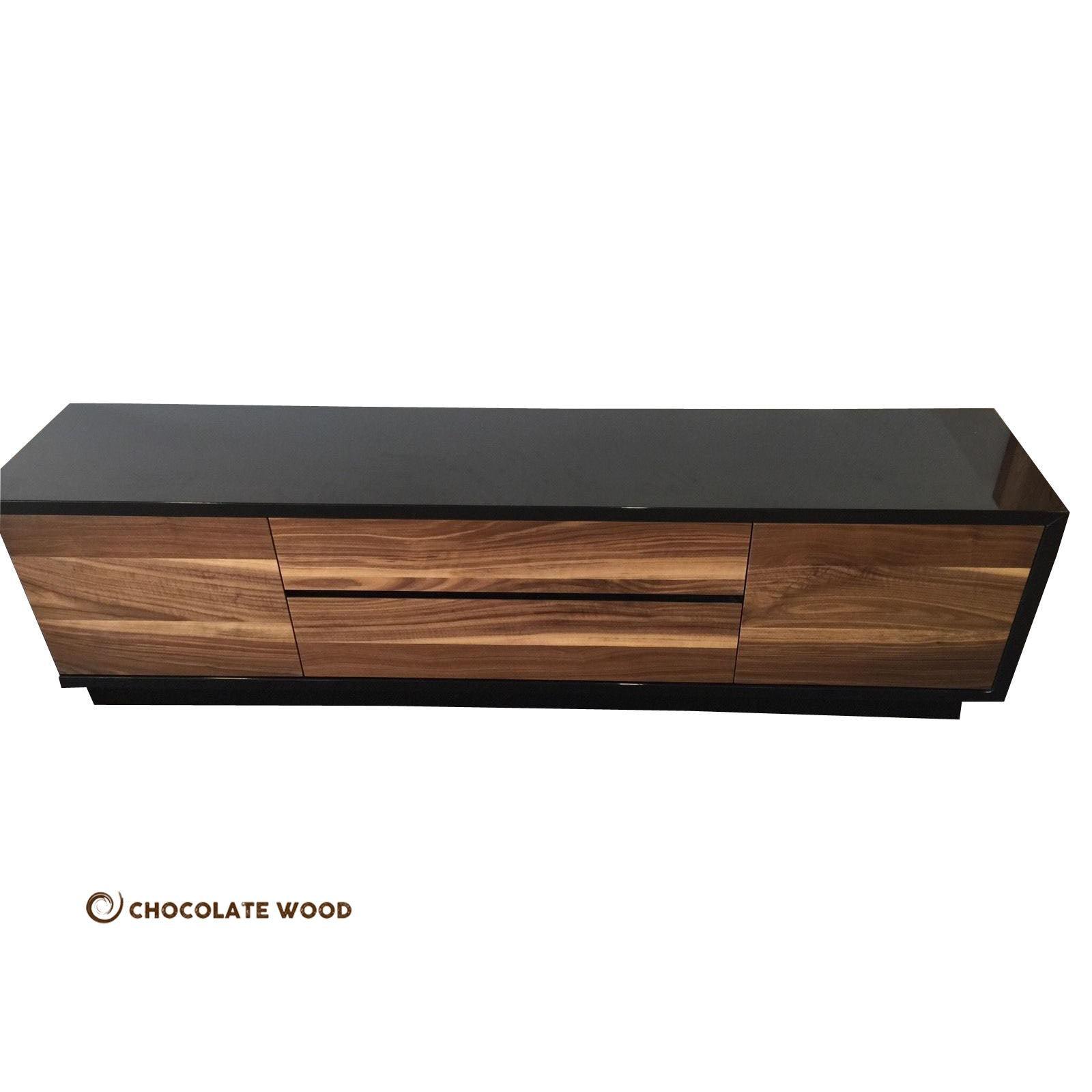 NAPLES AMERICAN WALNUT POLYURETHANE  2 DOOR 2 DRAWER TV/ENTERTAINMENT UNIT AUSTRALIAN MADE TO ORDER - MyChocolateWood