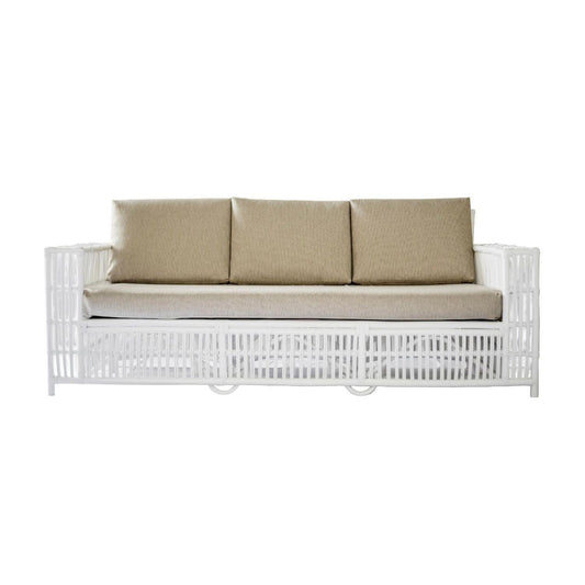 NAPOLI HAMPTONS STYLE 3-SEATER RATTAN SOFA IN SOLID WHITE - MyChocolateWood