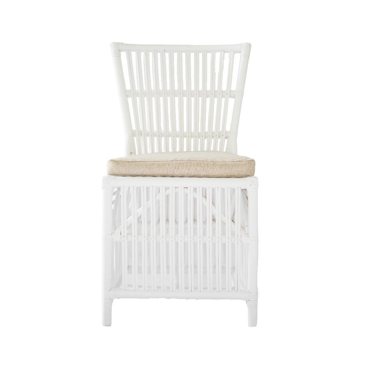 NAPOLI HAMPTONS STYLE RATTAN DINING CHAIR IN SOLID WHITE - MyChocolateWood