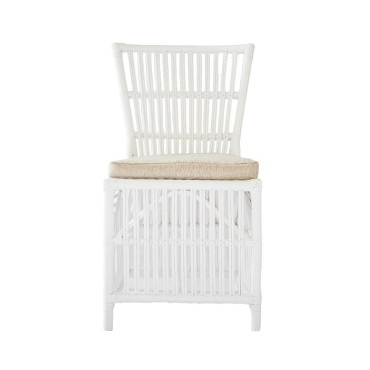 NAPOLI HAMPTONS STYLE RATTAN DINING CHAIR IN SOLID WHITE - MyChocolateWood