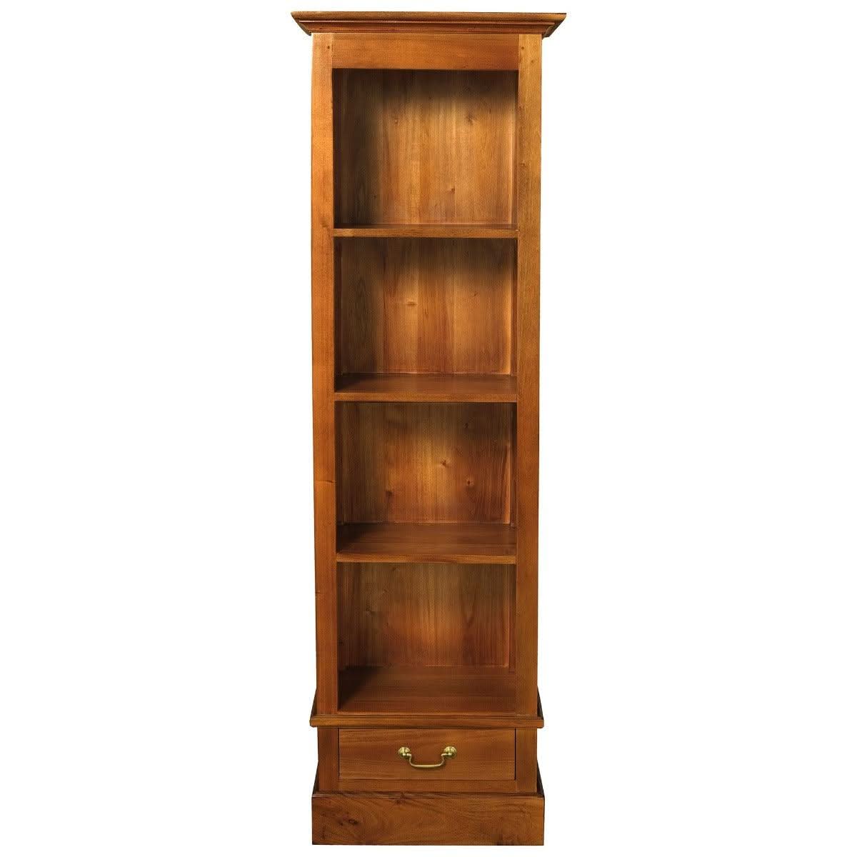 NARROW TASMANIA 1 DRAWER BOOKCASE IN LIGHT PECAN FINISH - MyChocolateWood