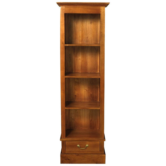 NARROW TASMANIA 1 DRAWER BOOKCASE IN LIGHT PECAN FINISH - MyChocolateWood