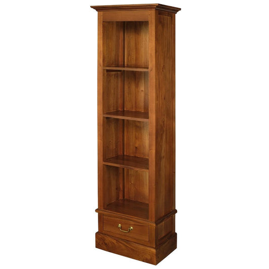 NARROW TASMANIA 1 DRAWER BOOKCASE IN LIGHT PECAN FINISH - MyChocolateWood