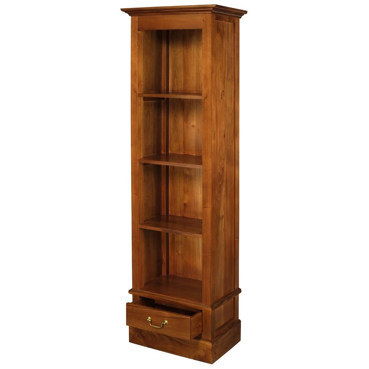 NARROW TASMANIA 1 DRAWER BOOKCASE IN LIGHT PECAN FINISH - MyChocolateWood