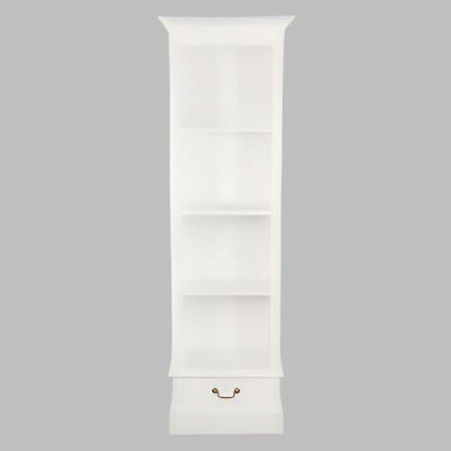 NARROW TASMANIA 1 DRAWER BOOKCASE IN SOLID WHITE FINISH - MyChocolateWood