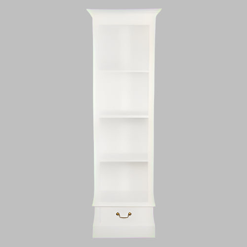 NARROW TASMANIA 1 DRAWER BOOKCASE IN SOLID WHITE FINISH - MyChocolateWood