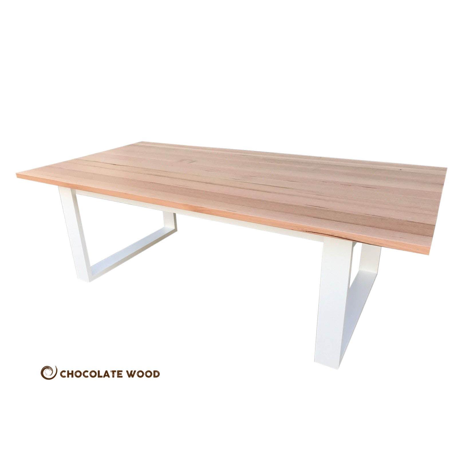 NELL 2-TONE FRENCH PROVINCIAL/HAMPTON STYLE DINING TABLE 240CM IN SOLID TASSIE OAK - MyChocolateWood