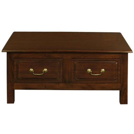 NERIN SOLID MAHOGANY 4 DRAWERS RECTANGULAR COFFEE TABLE IN MAHOGANY - MyChocolateWood