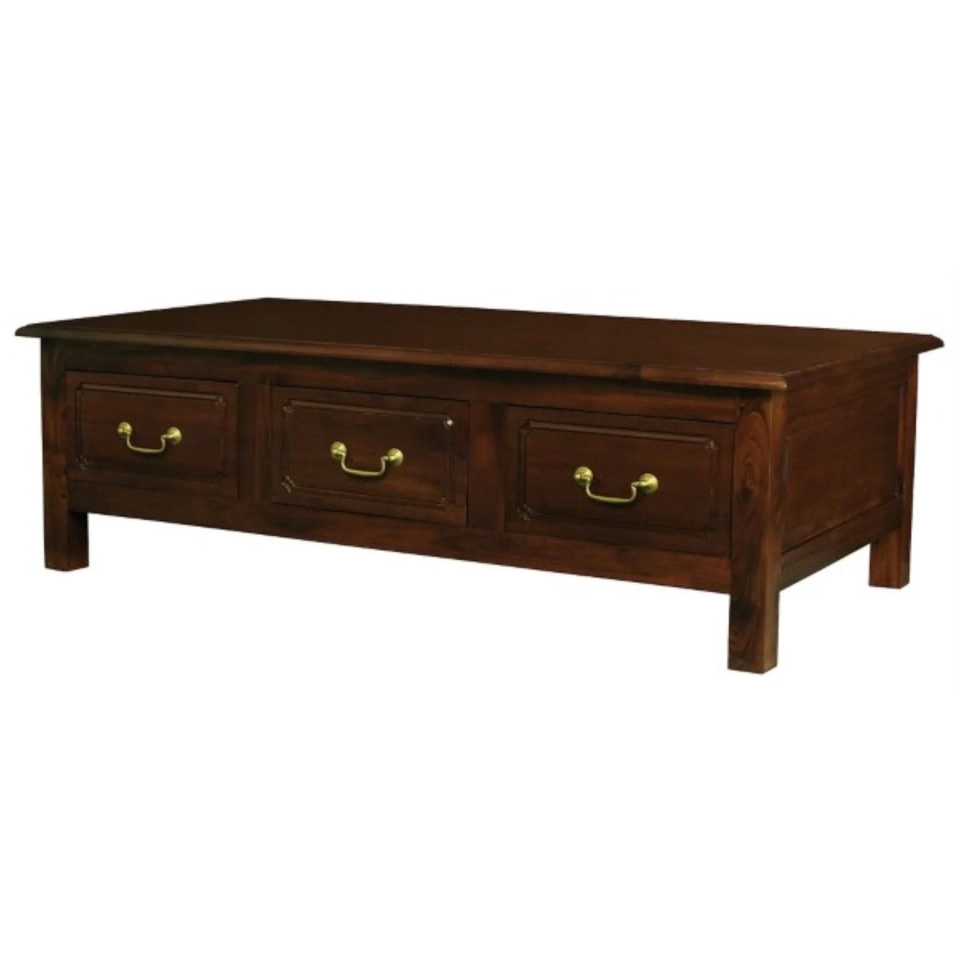 NERIN SOLID MAHOGANY 6 DRAWERS RECTANGULAR COFFEE TABLE IN MAHOGANY - MyChocolateWood