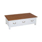 NERIN SOLID MAHOGANY 6 DRAWERS RECTANGULAR COFFEE TABLE IN WHITE/CARAMEL - MyChocolateWood