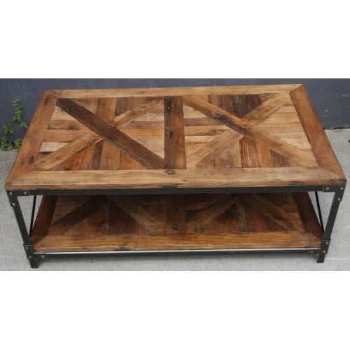NEW SHEFFIELD STEEL INDUSTRIAL VINTAGE RECYCLED OREGON COFFEE TABLE. STEEL BASE - MyChocolateWood