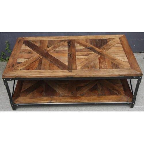 NEW SHEFFIELD STEEL INDUSTRIAL VINTAGE RECYCLED OREGON COFFEE TABLE. STEEL BASE - MyChocolateWood